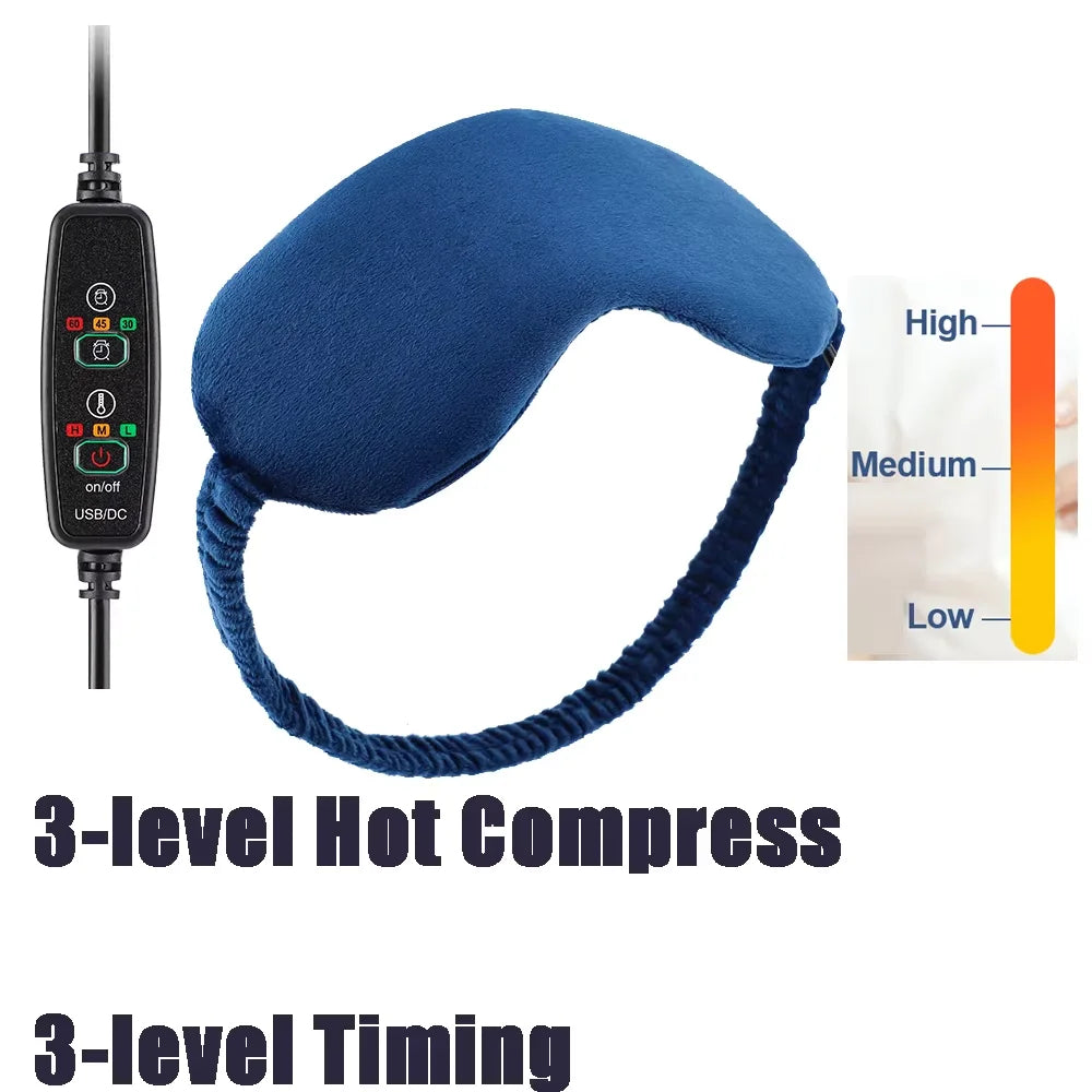 Electric Heated Eye Mask, USB Eye Mask for Dry Eyes with Constant Heating Temperature, Warm Compress Heating Pad for Sleep Dark Circles Removal Eye Strain Massage Relaxation Mask