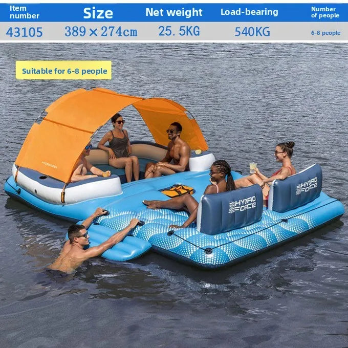 Large Inflatable Floating Island with Awning 8-10 People Floating At Sea Adult Household Floating Shade Boat Summer Ocean Family Party