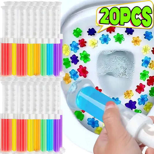 NEW 20PCS Set 6 Types Korean Natural Perfumes Color Flower Toilet Cleaner Gel Syringe Aromatic Drain Toilet Cleaning Detergent Air Freshener Remove Odor Home Bathroom Supplies