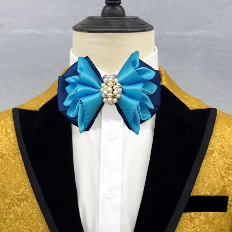 10 Colors Men's Business Wedding Luxury Bow Tie British Suit Shirt Accessories Original Design Handmade Jewelry Gifts Fashion Pearl Crystal Bow-Tie
