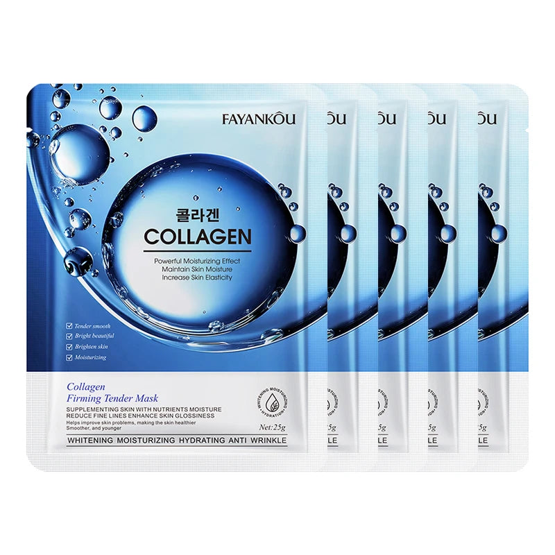 10 PCS Set Korean Collagen Anti Wrinkles Face Mask Moisturizing Anti-Aging Whitening Facial Masks Sheet Mask Korean Skin Care Cosmetics