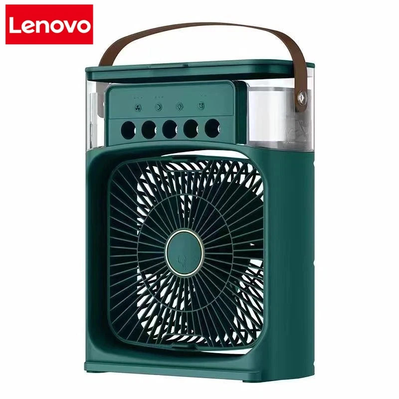 Original LENOVO 3 in1 Fan Air Conditioner Household Medium Whirlwind Turbo Air Cooler Led Night Light Portable 5 Nozzles Humidifier Air Adjustment Water Mist Fan Office Home Fan Air Cooling Supplies.