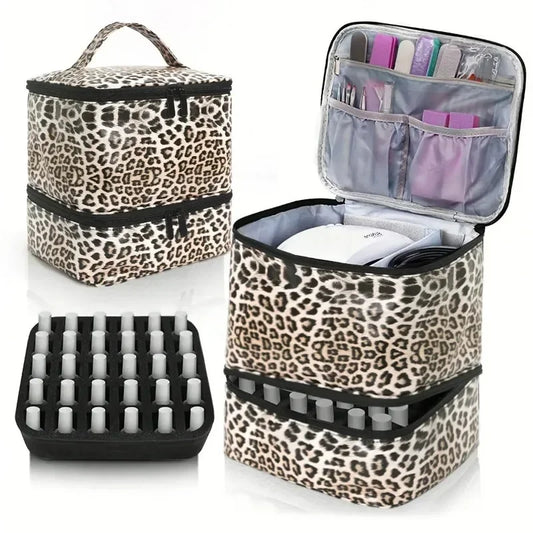 Essential Oil Bag Portable Nail Polish Storage Bag Makeup Cases Organizer Cosmetic Handbag with Handle 1/2 Layers for Travel