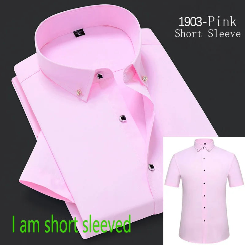 10 Colors S(60KG) 5XL(90KG) UK Plus Size New Men's Whit Shirt High End TikTok Popular Clothes Short Sleeve Long Sleeve Casual Suit Bottom Shirts