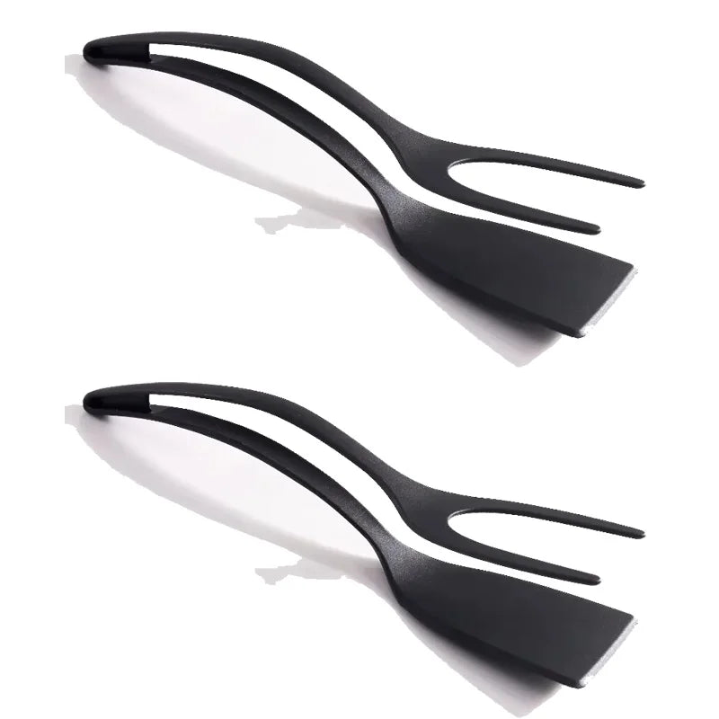 3 PCS Set Egg Flipper Spatula 2 in 1 Grip and Flip Spatula Tongs Silicone Egg Flipper Tool Fish French Toast Tongs Non-Stick Cooking Accessories Kitchenware Tools