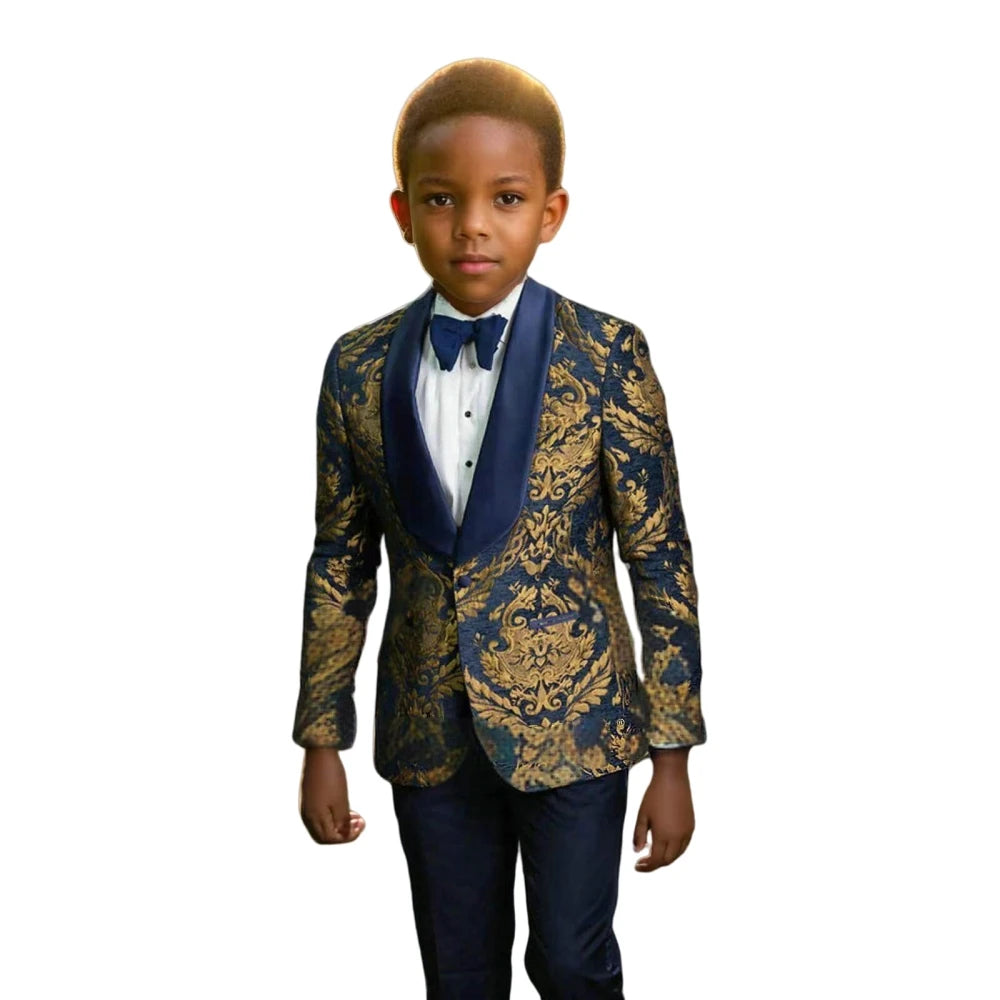 New Arrivals 2PCS Set High Quality Boys Luxury Blazer Pants Set For Birthday Wedding Evening Party Special Formal Events Classic Child Regular Fit Suits Wedding Ring Bearer Outfit Children Luxury Fashion Clothing Supplies