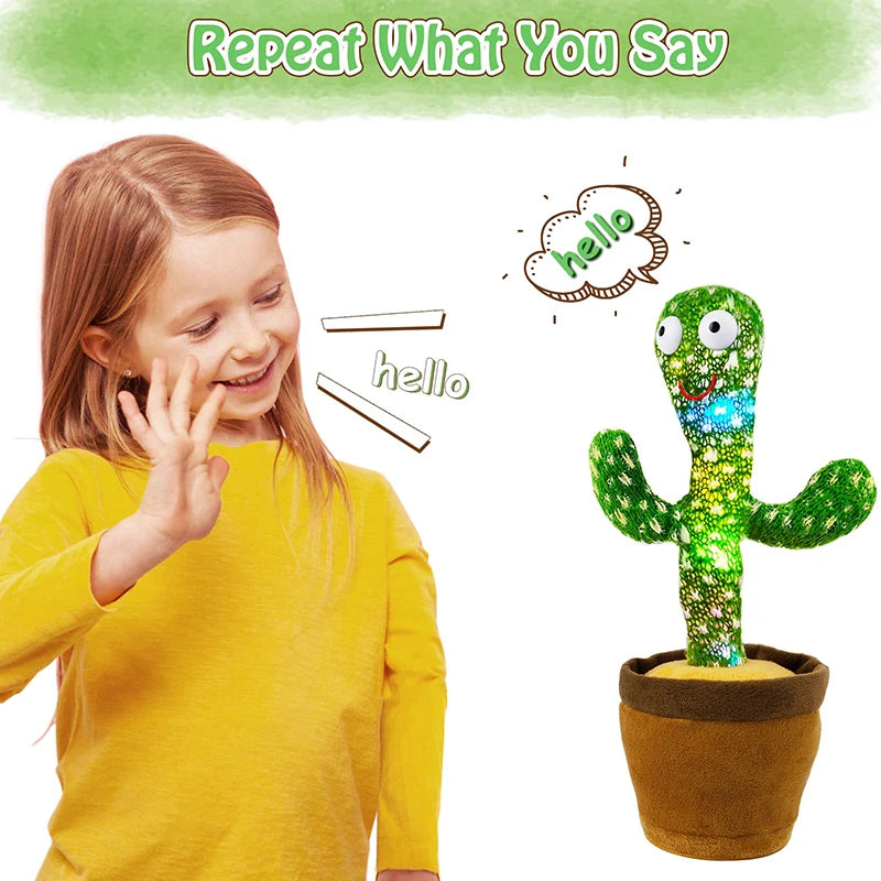 35cm Dancing Cactus 120 Song Speaker Talking USB Battery Voice Repeat Plush Cactus Dancer Toy Talk Plushie Stuffed Toys For Kids Gift