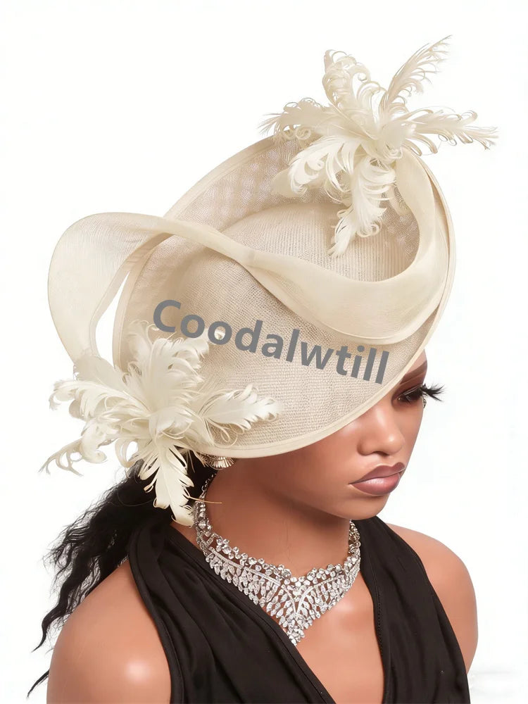 21 Colors Royal Ascot Horse Racing Women Femme Luxury Fascinator Kentucky Ladies Tea Cocktail Derby Headpiece Feather Fancy Opera Concerts Red Carpet Bride Wedding Hats Apparel Accessories