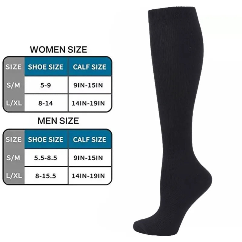 6 Pairs Compression Socks Men Women Running Sports Varicose Vein Edema Knee High 30 MmHg Leg Support Stretch Stocking