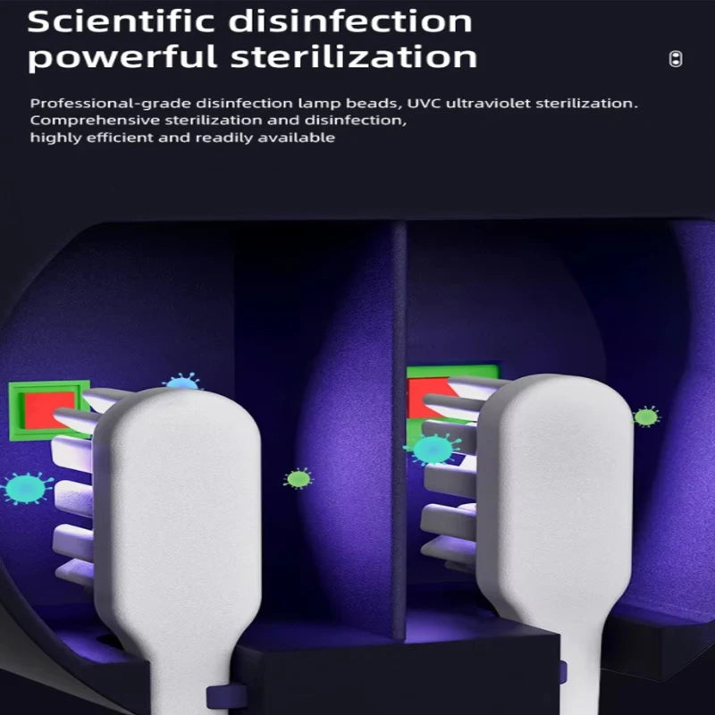 2 PCS Set Toothbrush Sterilizer Intelligent Wall Mounted Fully Automatic Sensing Ultraviolet Sterilization No Punching Toothbrush Holder Oral Hygiene Accessories Bathroom Supplies