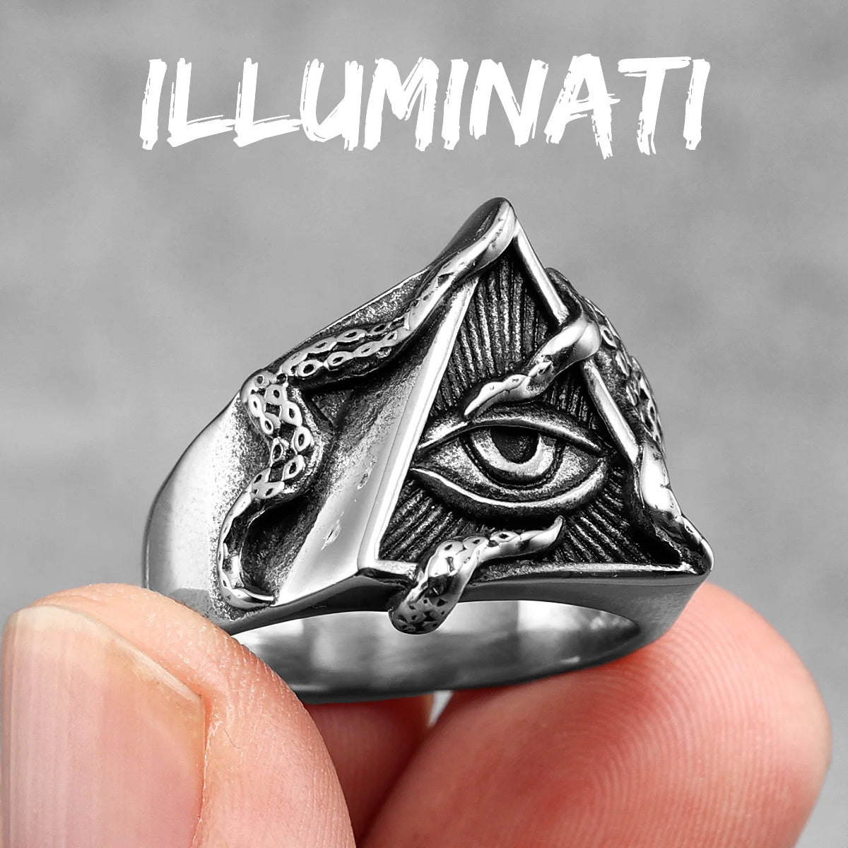 Rothchild's Illuminati Organization Freemason Octopus Eye Top Quality Titanium Steel Women's Men's Rings Punk Vintage for Boyfriend Jewelry Creativity Gifts Secret Society Products