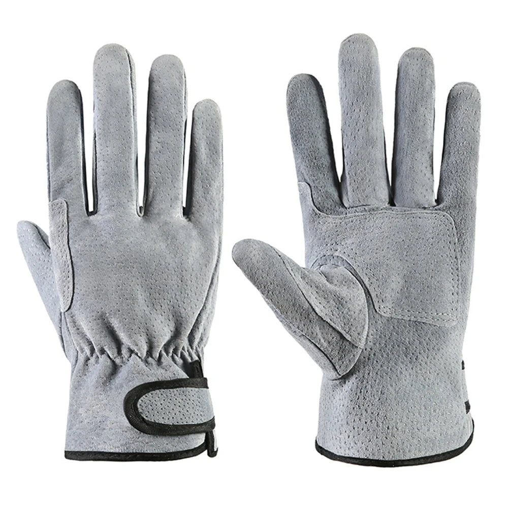 NEW Arrivals Gray Gloves Leather Sports Cycling Multifunction Workers Work Welding Safety Protection Garden Sports Motorcycle Driver Wear-Resistant Wood Cutting
