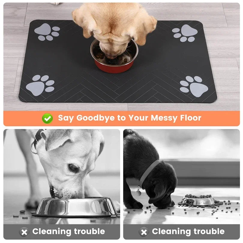 NEW Arrivals 40x60cm Pet Feeding Mat-Absorbent Pet Placemat for Food and Water Bowl, with Waterproof Rubber Backing, Quick Dry Water Mat for Dog Cat