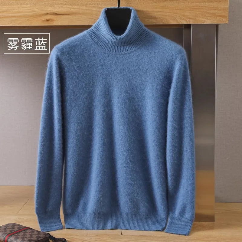 S-3XL Plus Size 5 Colors Women's Men's 100% Pure Mink Cashmere Sweater High Lapels Pullovers Knitted Winter New Tops Long Sleeve High-End Jumpers