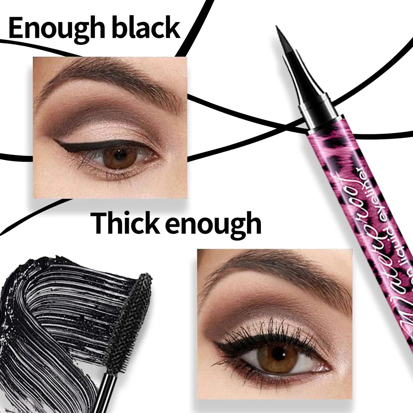 Liquid Eyeliner Pencil 4D Waterproof Mascara Set Cosmetics Eye Liner Thick Curling Mascara Eyebrow Pencil Eyes Makeup