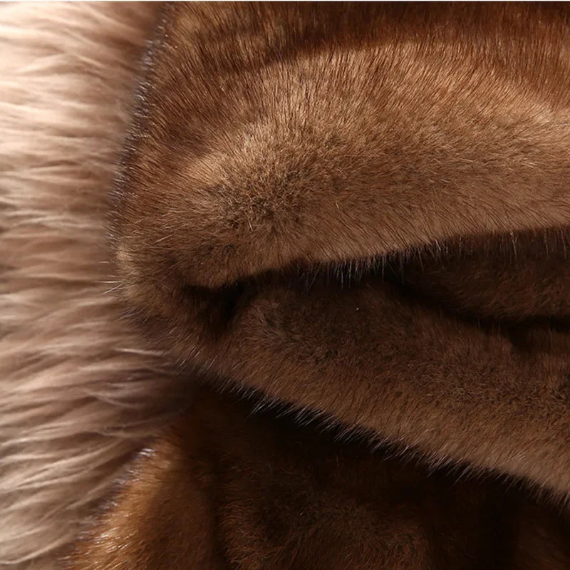 S-9XL Plus Size Hooded Long Faux Fur Coat Women Autumn Winter Large Jacket Overcoat Turn Down Collar Thick Coat Warm Jackets Maxi Coats