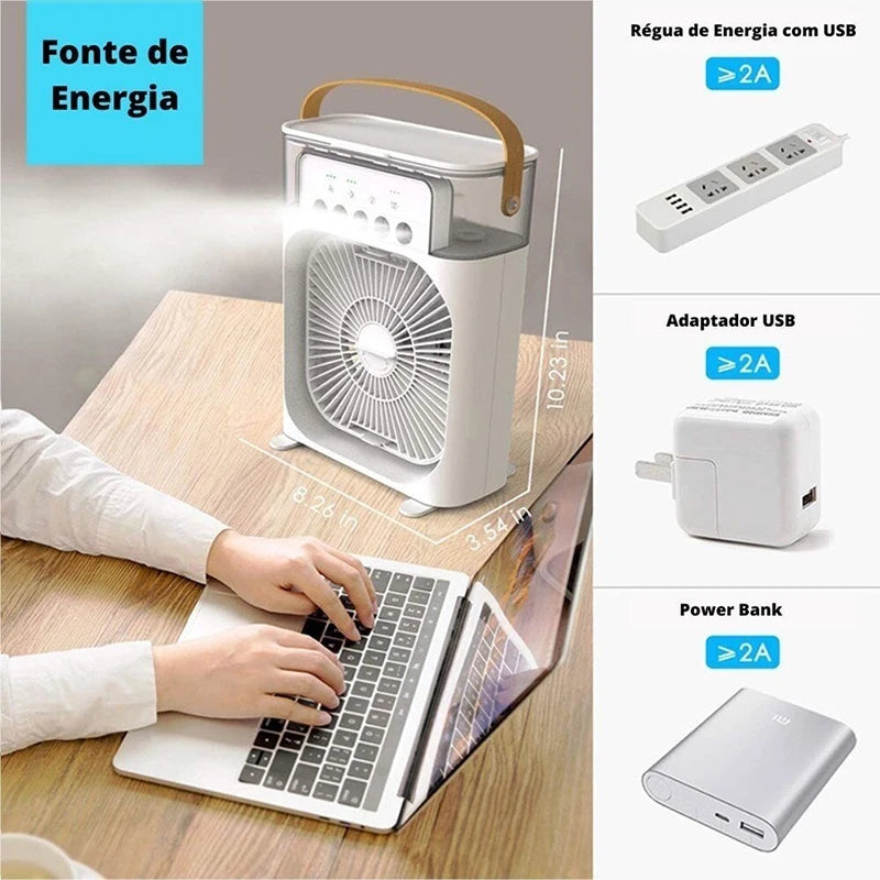 5 Sprays with  7 Color Led Ligh,6 Inches Air Conditioner Cooling Fan Portable Fan Air Cooler Mini Fan Air Humidifier