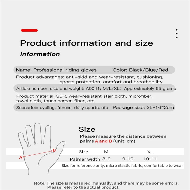 NEW Arrivals MTB Bike Sports Cycling Gloves Full Finger Men Women Running Fitness Gym Spring Summer Riding Motorcycle Gloves