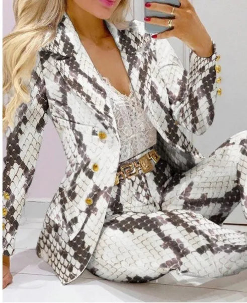 NEW Arrivals 2PCS Set S=2XL 11 Patterns/Colors Luxury Italian Suit Coat + Pants Set Evening Business Office Lady Fashion Elegant Long Sleeve Top Trousers Formal Outfit  Ladies Luxury Fashion Clothing Supplies