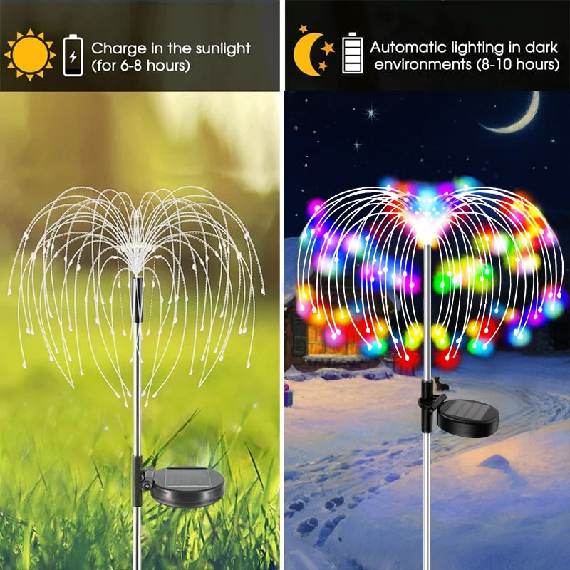 Outdoor 150 LEDS Solar Patio Lights Waterproof Christmas Decor Firework Ground Socket Lights for Yard Garden Pathway Lawn Street