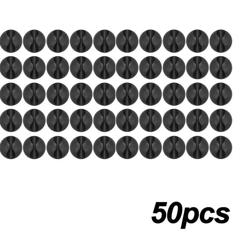 NEW 50PCS Set Cable Clip Winder Organizer Round Charger Cord Clips Desk Tidy Management Wire Adhesive Holder Clamp in Home Office Car