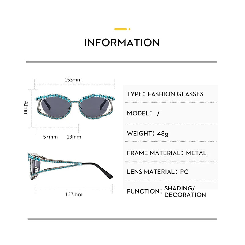 High Quality Brand Designer Rhinestone Sunglasses For Women Luxury Brand Fashion Steampunk Men Eyeglasses Party Beach Shades Accessory Eyewear Supplies