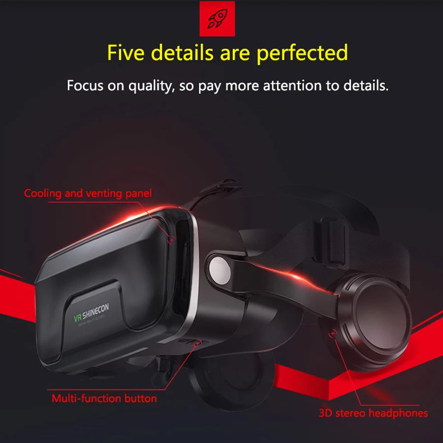 Shinecon Viar 3D Virtual Reality VR Glasses Headset Devices Helmet Lenses Goggles Smart For Smartphones Phone With Controllers