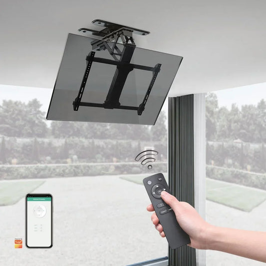 Adjustable Remote Control Retractable Motorized Lift Flip Down Pitched Roof Ceiling Folding Electric TV Wall Bracket Mount