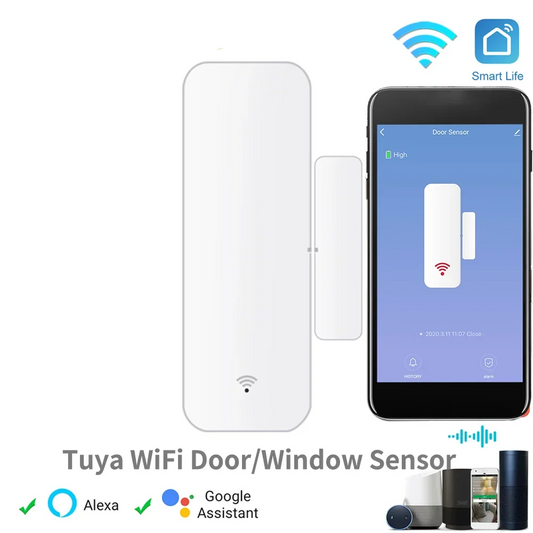 Smart WiFi Door Sensor Door Open/Closed Detector Home Alarm Security Protection Smart Life Control Via Alexa Google Home