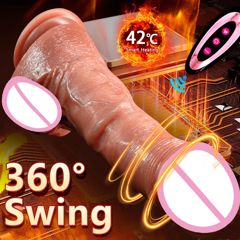 Realistic Large Vibrator Dildo for Women with Heating and Thrusting Functions Realistic Penis Vibrator Anal Plug Penetration
