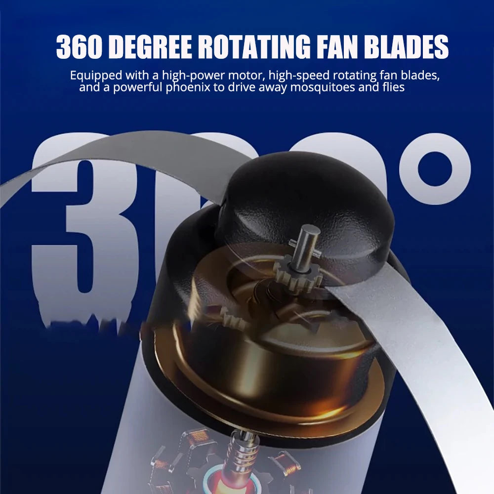 Mosquito Repellent Fan Light Table Lamp Portable Desk Top Fly Spinner Rechargeable Hanging Fly Repellent for Party Picnics