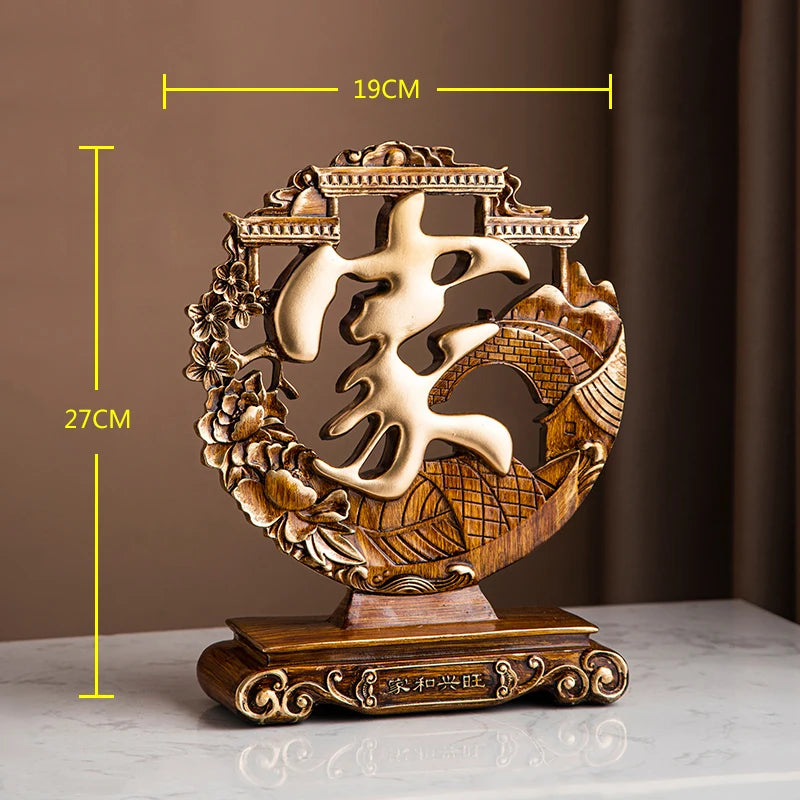 Home Decoration Luxury Accessories Feng Shui Gold Statuette Study Desk Ornaments Luxury Living Room Decoration Figurines Interior