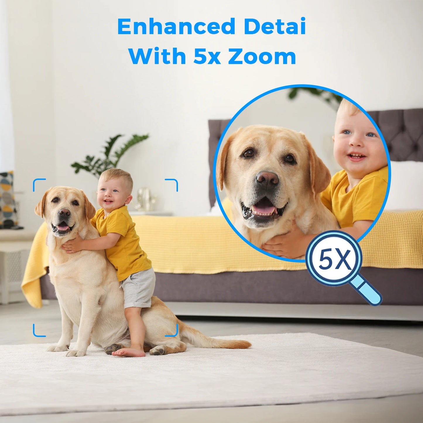 NEW 5MP with 128G Card Mini Wi-Fi IP Camera Indoor Human Detection 5X Zoom Surveillance Baby Monitor CCTV PTZ with O-Cam Pro App Support SD Card Home Security Supplies