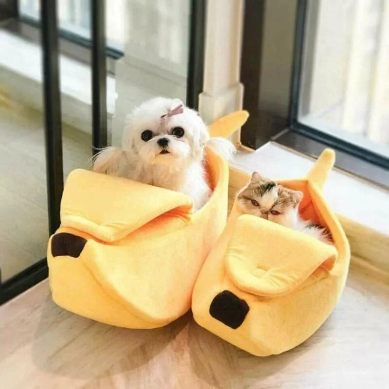 Pet Banana Shaped Warm Bed House Funny Cute Cozy Cat Mat Beds Warm Durable Portable Pet Basket Kennel Dog Cushion Cat Supplies