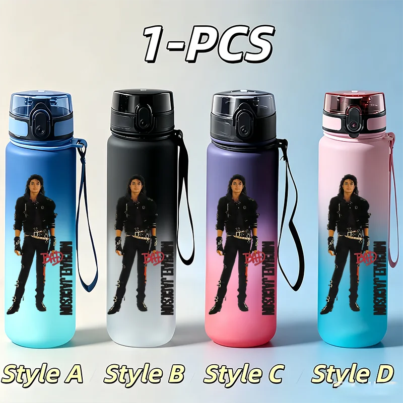 Michael Jackson Fans Character 650ml NEW Cool Gradient Water Cup, Vacation Gift, Portable Outdoor Travel Running Gym Cycling Water Bottle Sports Accessories Gifts
