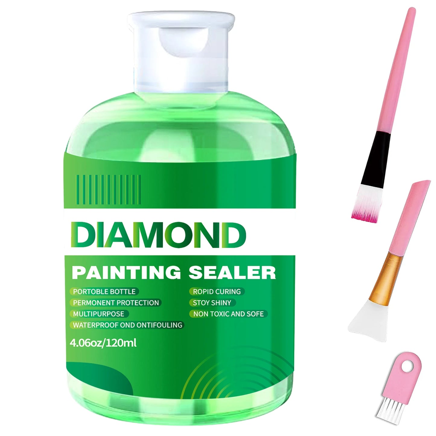3PCS + Brushes Set Green/Blue/Pink Color Diamond Painting Sealer Kits 120ML/240ML  Diamond Art Sealer Puzzle Glue Diamond Painting Accessories