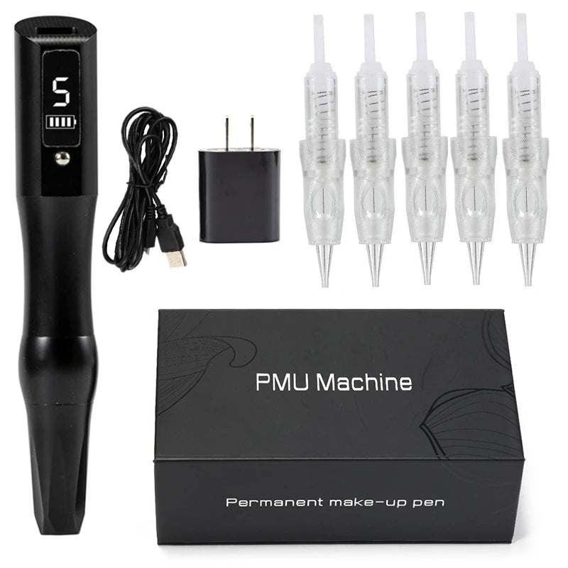 NEW Arrivals Wireless Tattoo Machine PMU Pen Professional Permanent Makeup Microblading Eyebrow Lip For Body Art Tool With Cartridge Needles