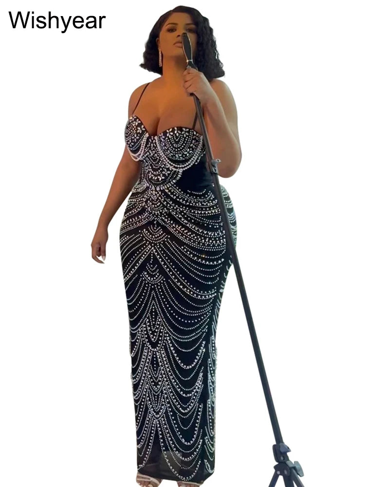 NEW Arrivals UK S-2XL Size Black/Brown Color Luxury Sparkly Crystal Rhinestone Pearl Celebrities Gown Brown Dress Woman Strap Evening Party Birthday Prom Wedding Party Gown