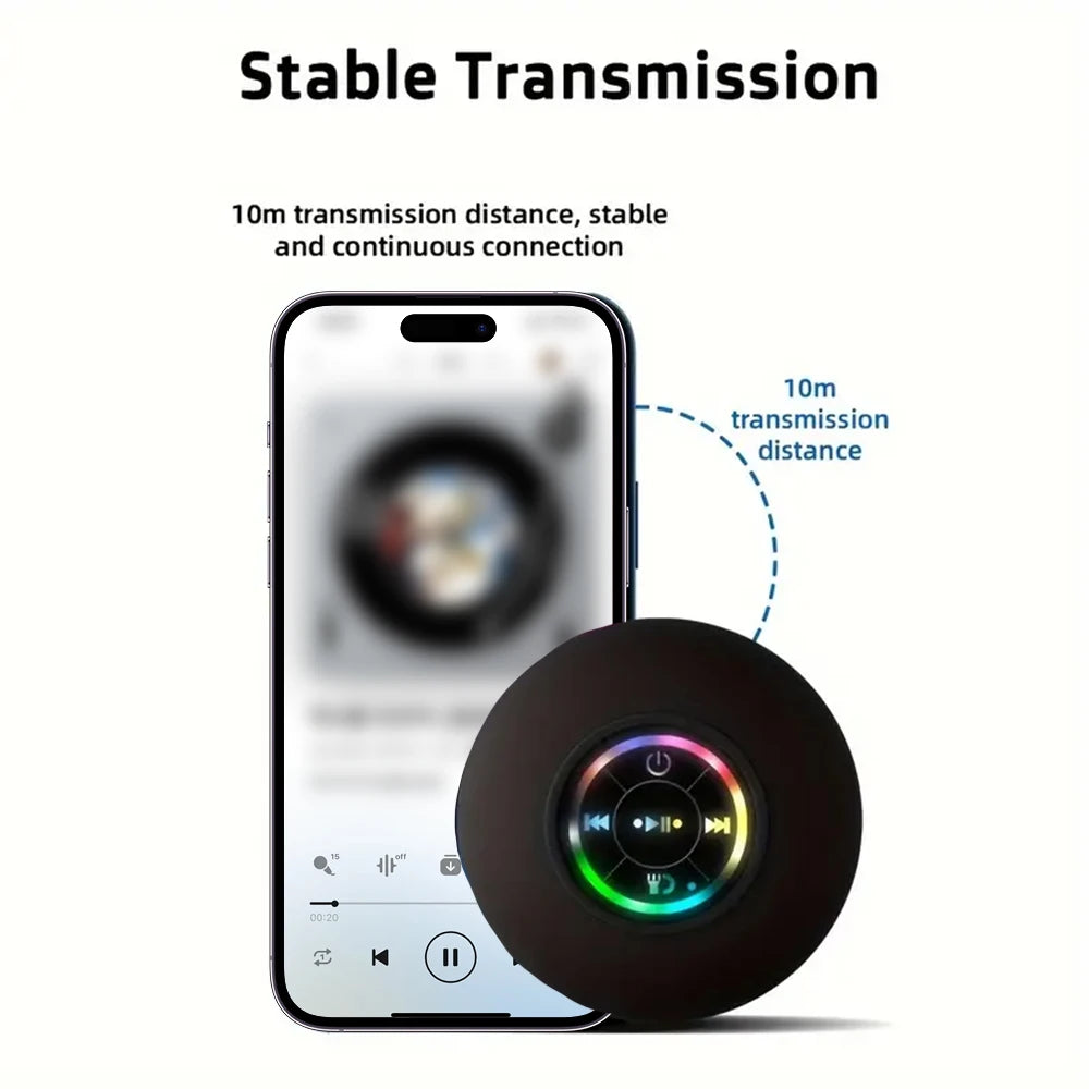 NEW Arrivals Portable Wireless Bluetooth Speaker LED Light IPX4 Waterproof Loudspeaker Outdoor Indoor Bathroom Large Suction Cup Stereo Sound Box