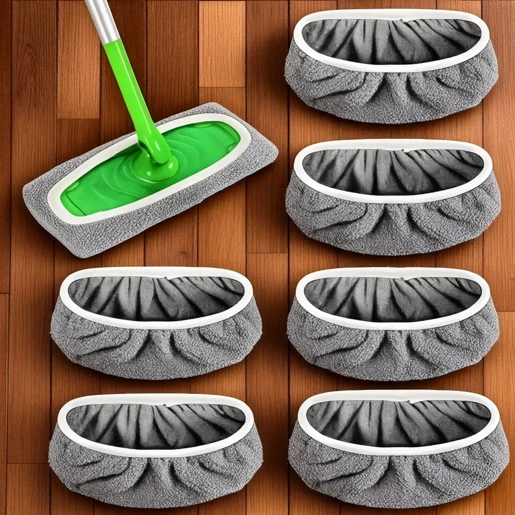 4 PCS Set Gray Color Reusable Mop Pads with High Water Absorption and Ultra-fine Fiber Cleaning Pads That Can Firmly Adhere To Most Standard Mops