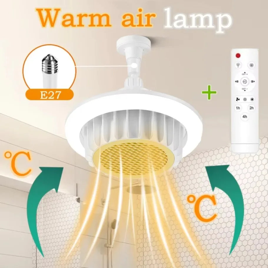 NEW Arrivals Whole House Heating 600W High-Power Remote Control Warm Air Lamp Dimming E27 Spiral Save Energy  Electric Heater Fan Light Ceiling Fan Light