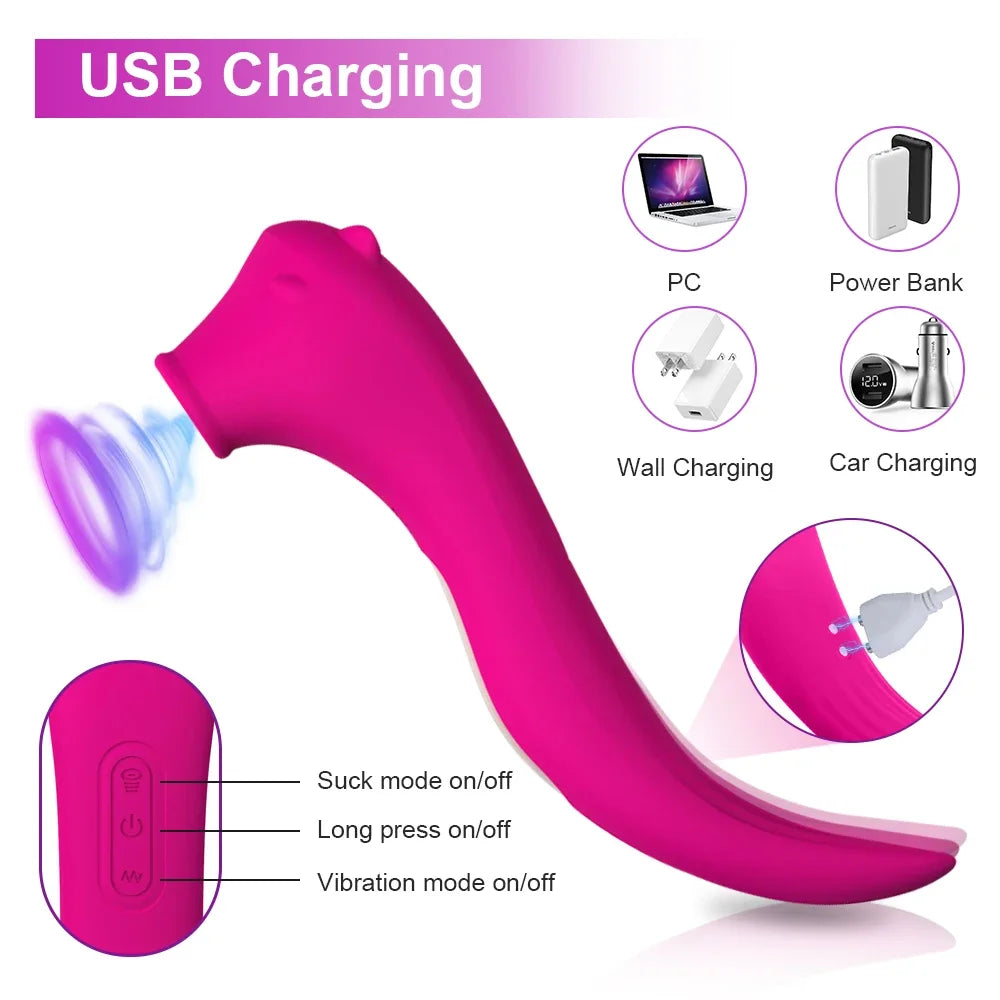 Powerful Clitoris Sucking Vibrator for Women Nipple Oral Vacuum Stimulator Massager Dildo Female Masturbator Sex Toys for Adult