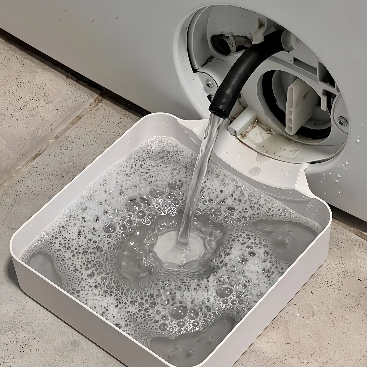 Washing Machine Drain Water Collection Tray, No Overflow, Lint Filter and Foreign Object Collection Drip Tray, Clean Laundry Room Water Collection Box