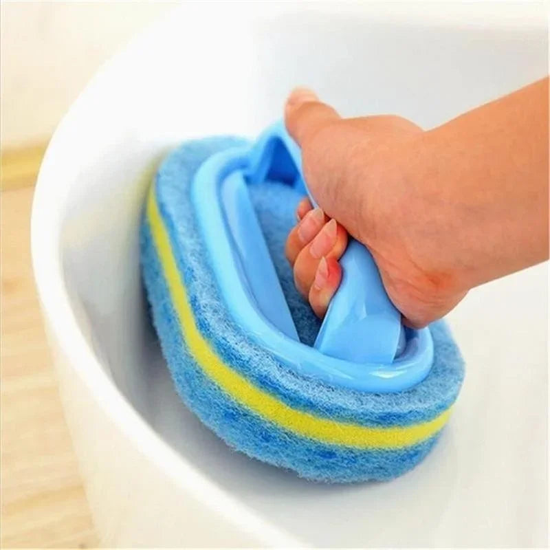 NEW 3PCS Set Sponge Cleaning Brush With Handle Bathtub Tile Scrub Brush Kitchen Bathroom Cleaning Sponge Brush Household Cleaning Supplies