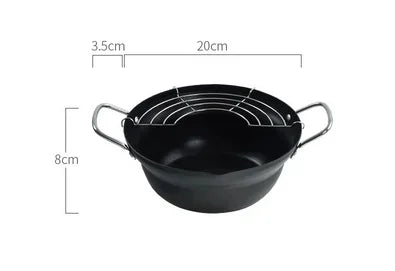 Japanese Deep Frying Pot with a Thermometer and a Lid 304 Stainless Steel Kitchen Tempura Fryer Pan 20 24 cm