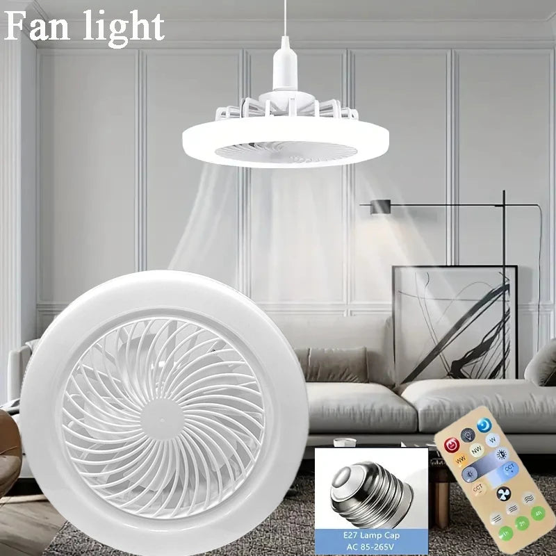 Remote Control 2-in-1 Three-speed Mode LED Fan Light LED Lamp Bead E27 Screw Fan Light Wall Control Bedroom Light Fan Ceiling
