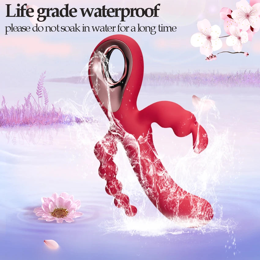 G Spot Dildo Rabbit Vibrator for Women 3 Points Of Stimulation Silicone Waterproof Female Vagina Clitoris Anal Massager Sex Shop