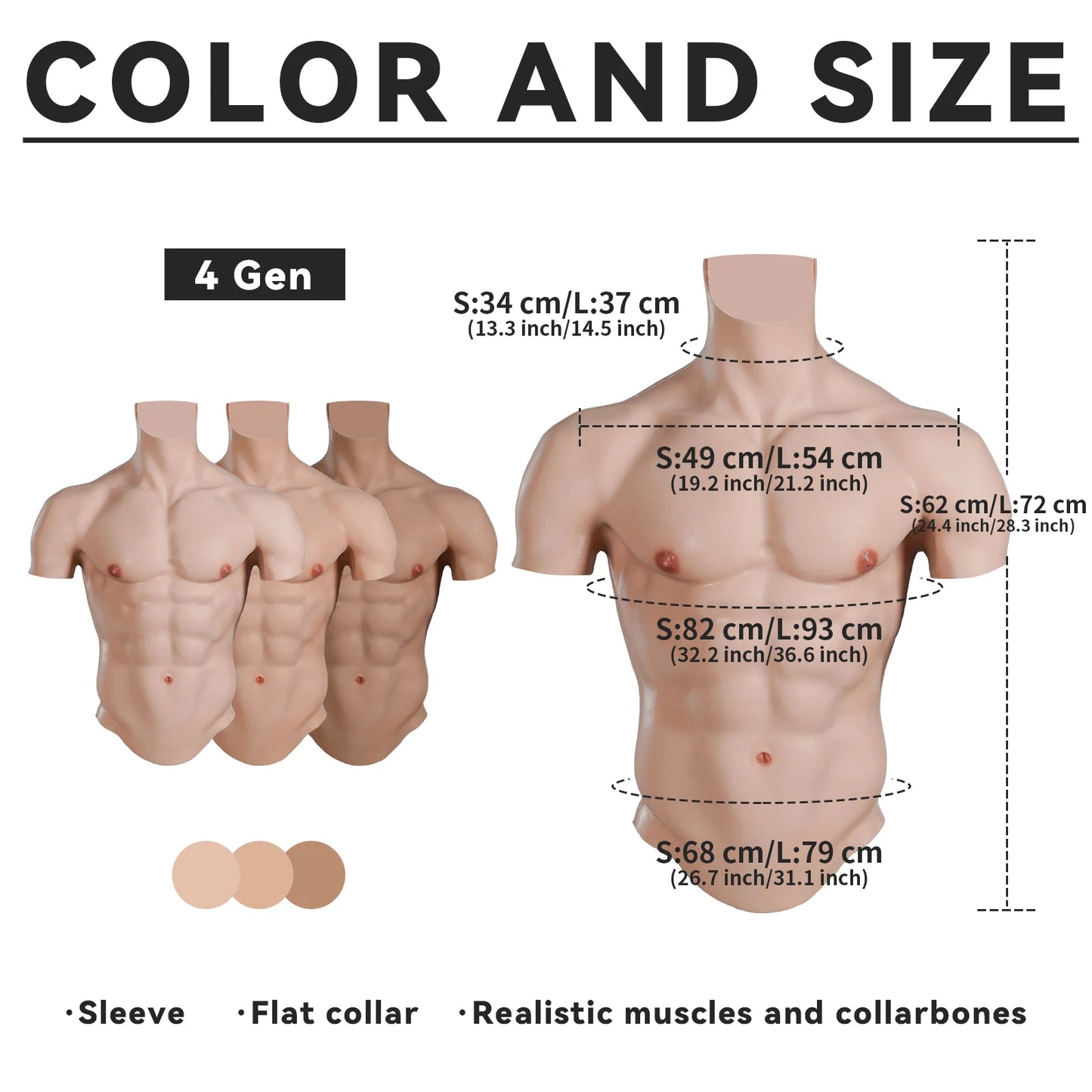 CYOMI Silicone Realistic Muscle Male Suit Fake Chest Artificial Simulation Muscles Cosplay Fake Belly Muscle Crossdresser