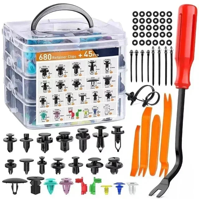 1240 PCS Car Fastener Clips Set Mixed Car Bumper Door Trim Panel Auto Bumper Rivet Retainer Push Engine Cover Fender Clip