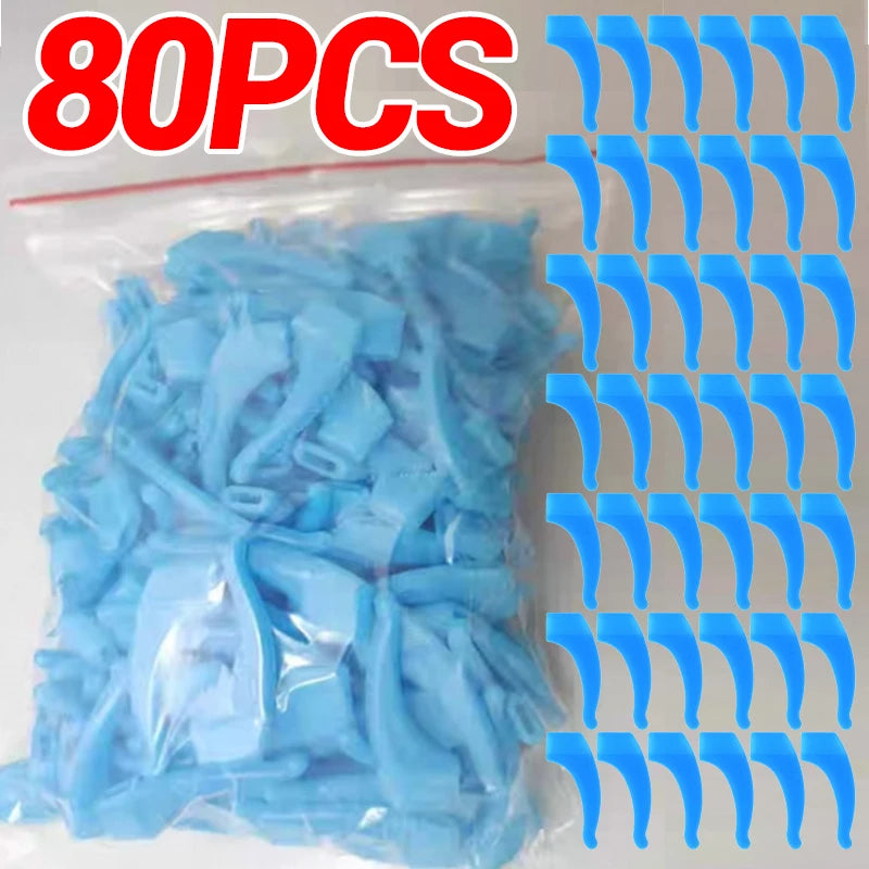100 PCS Set Anti-Slip Silicone Ear Hooks Glasses Eyeglasses Leg Elastic Ear Grip Stopper Bracket Fastener Accessories Temple Anti-Fall Eyewear Holder Women Men Optical Accessories